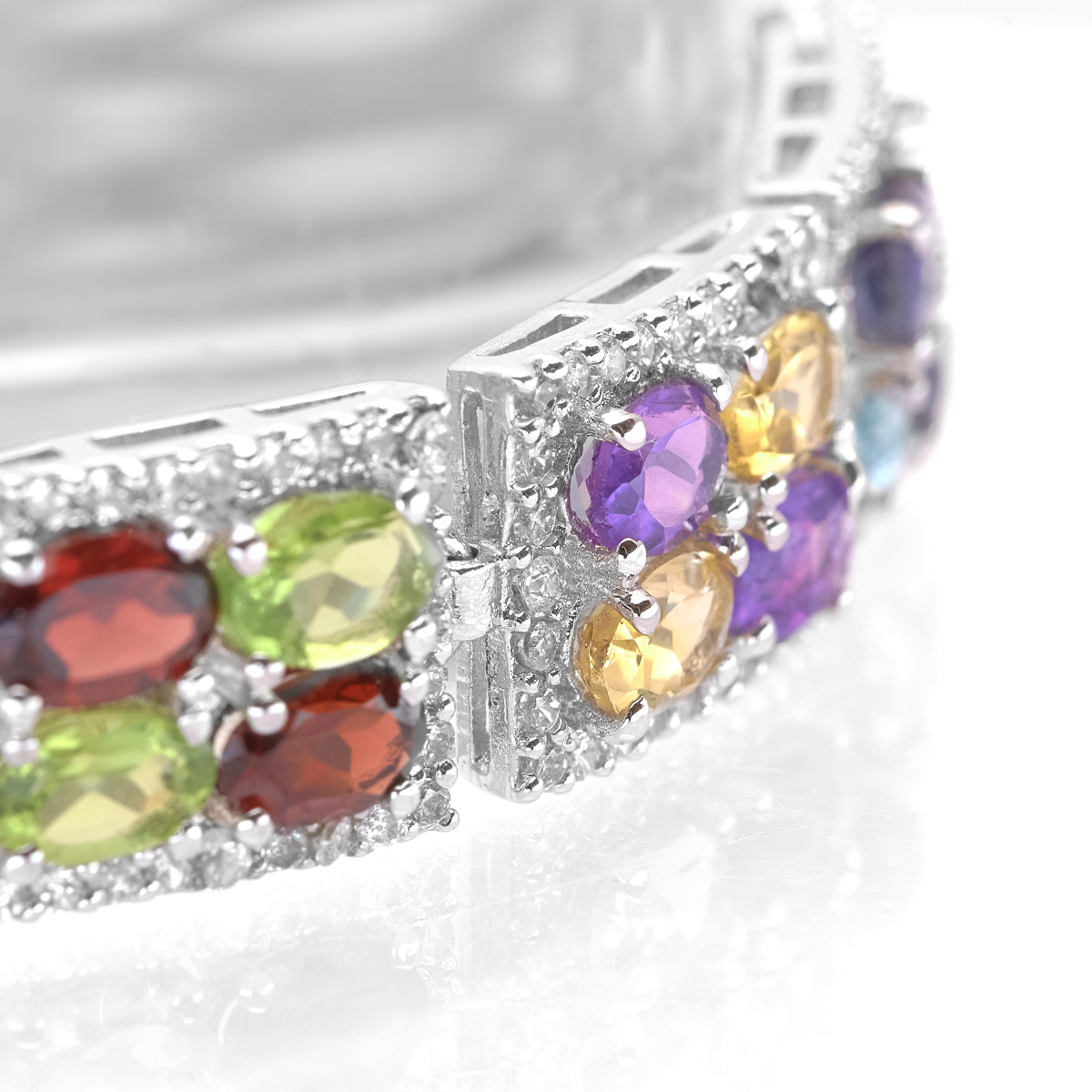 Bracelet argent peridot, topaze, amethyste, citrine, grenat, iolite Mariabella en pierres naturelles